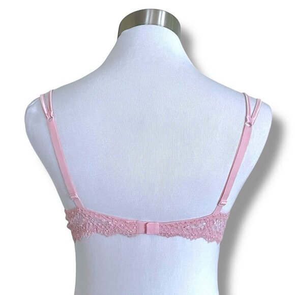 Miss Naory 34B Bra Pink Silk Satin Lace Underwire Demi Foam Lined Cups Italy - Picture 5 of 8